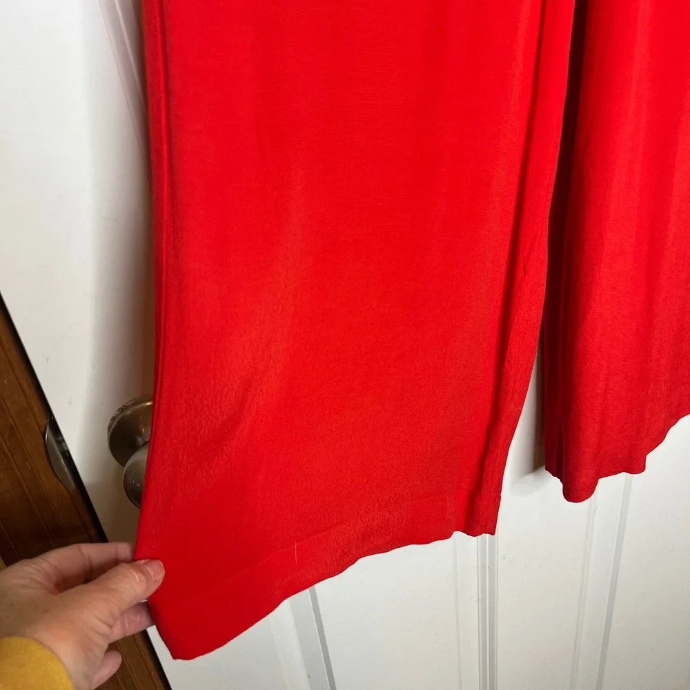 Wilfred Aritizia Red Wide Leg Crop Pants Tie in the Back Small Elastic Waist